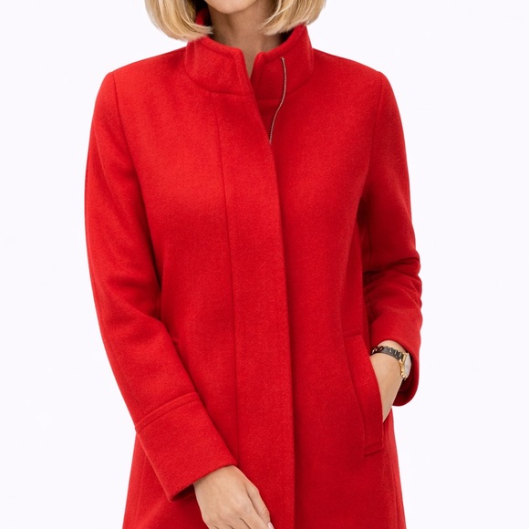 J. Crew Women's Bold Red City Coat Wool Blend - Picture 5 of 13